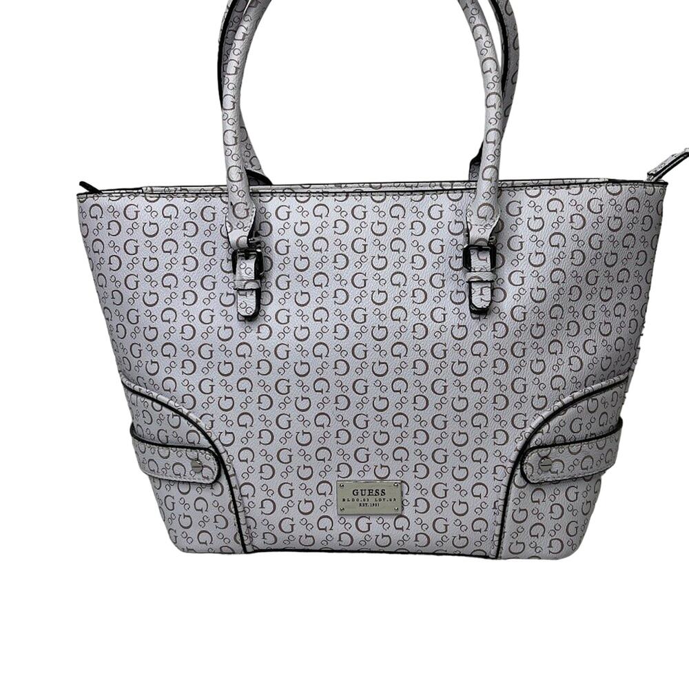 Guess All Over Print Logo Lilac Logo Tote Bag - Rare - Picture 5 of 7